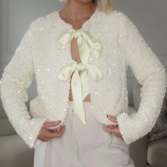 White Casual Women's Christmas Evening Dress - Picture 1 of 5